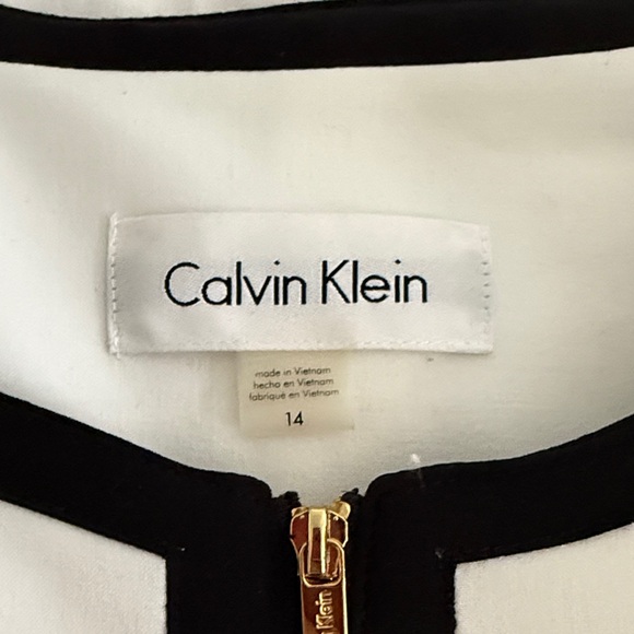 Calvin Klein Women's White Blazer with Black and Gold Accents - Picture 2 of 3